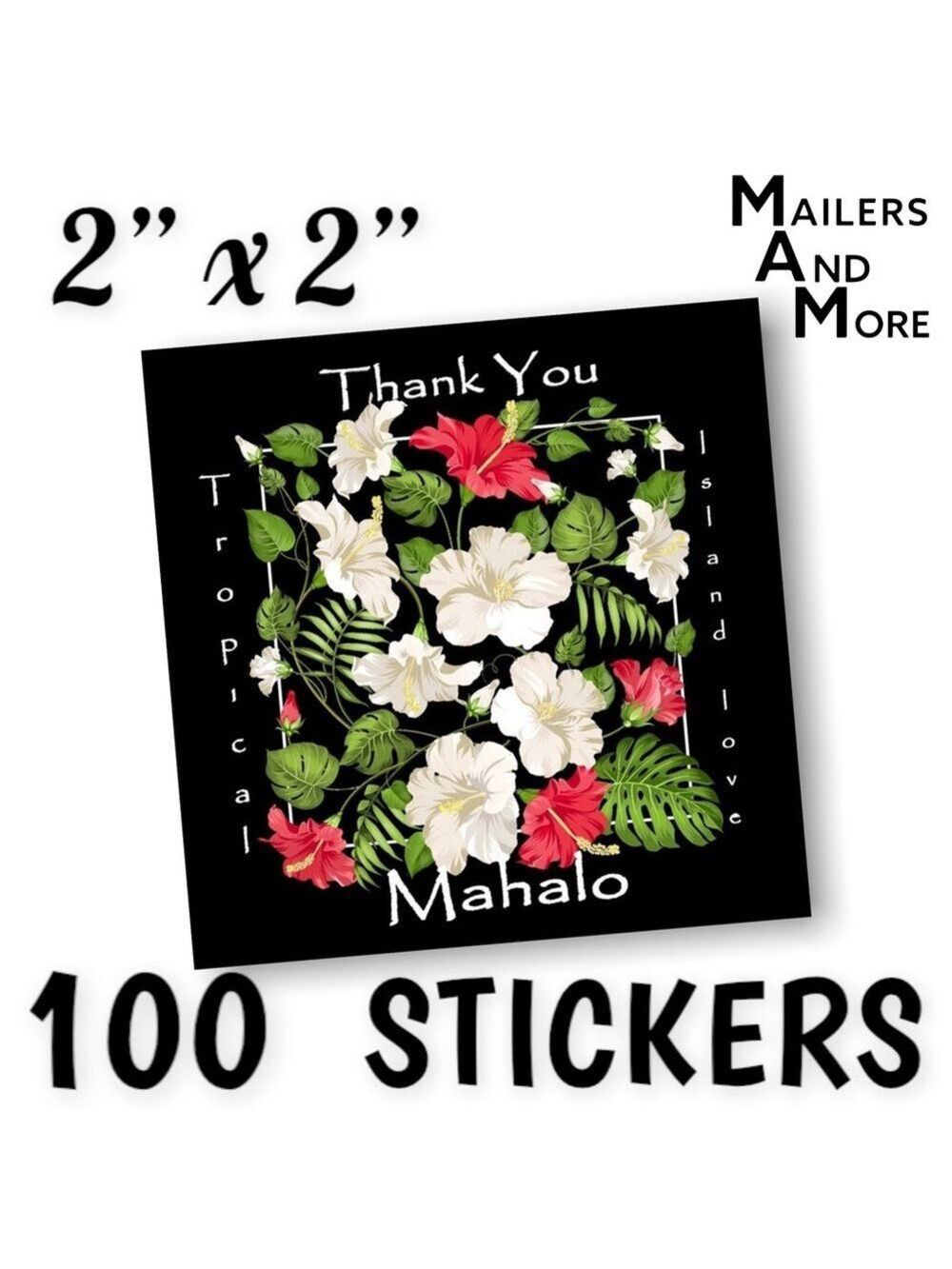 100 Square Stickers, Thank You, Mahalo , High Gloss, PRICE IS FIRM